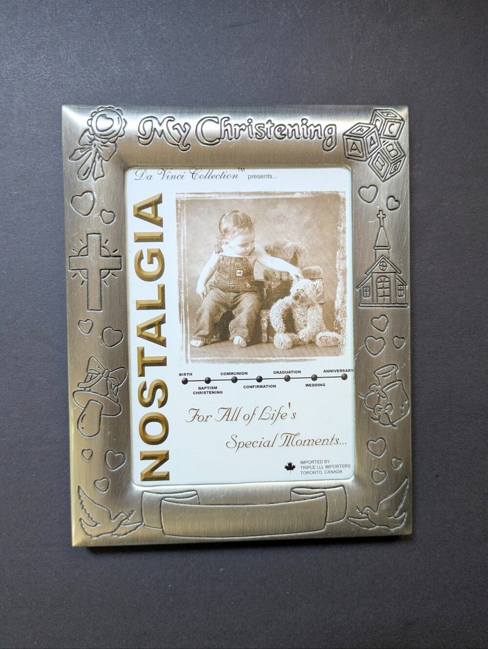 My Christening Silver Photo Frame Engraveable Da Vinci Collection Nostalgia